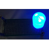Niebieska dioda LED SMD 0603 LITEON 3V 5mA na płytce uniwersalnej - przykryta przezroczystą zatyczką od IPA 200ml w ciemności
