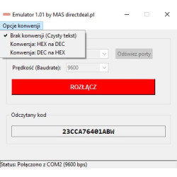 Emulator RS232 do Keyboard Wedge z przeliczaniem HEX DEC HEX
