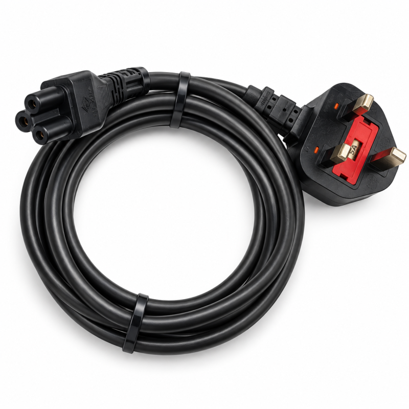 Kabel zasilający UK BS1363 – IEC C5 koniczynka / Mickey Mouse - w całości