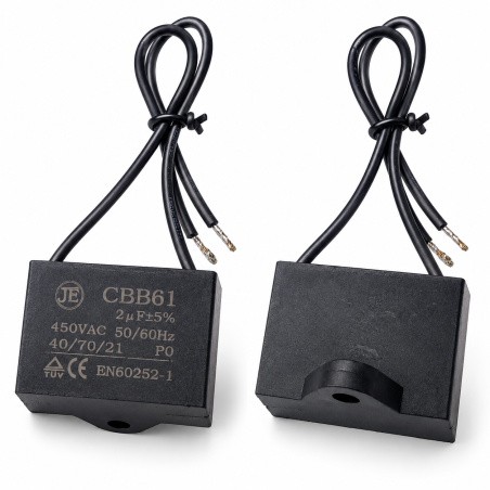 Kondensator silnikowy CBB61 2µF 450V AC z przewodami